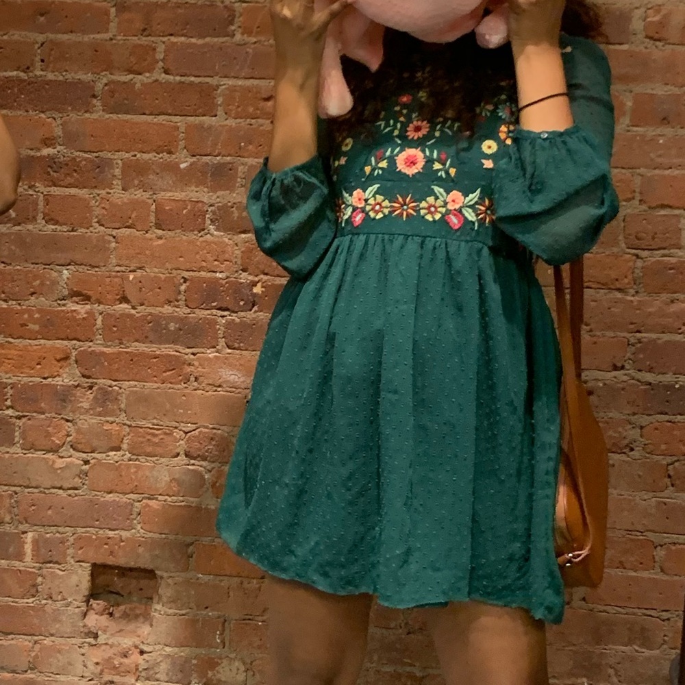 Zara floral embroidery dress